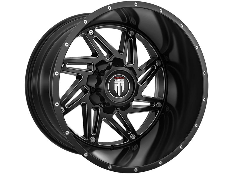 American Truxx Milled Matte Black AT-165 Warrior Wheels | Rugged Ridge