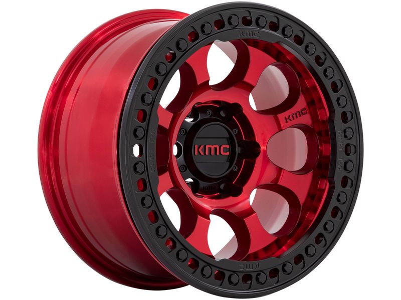 most Duel 完組ホイールセット 700C ブラック/レッド KMC Red KM237 Riot Beadlock Wheels | Rugged Ridge