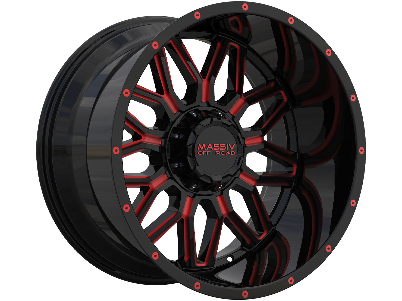 Massiv Wheels Massiv Off-Road Gloss Black & Red OR-1 Wheel MAS-OR1