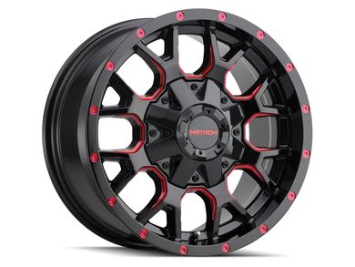 Mayhem Gloss Black & Red Warrior Wheels | Rugged Ridge