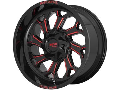 Moto Metal Milled Gloss Black & Red MO999 Wheels | Rugged Ridge