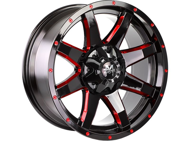 Off-Road Monster Black & Red M08 Wheels | Rugged Ridge