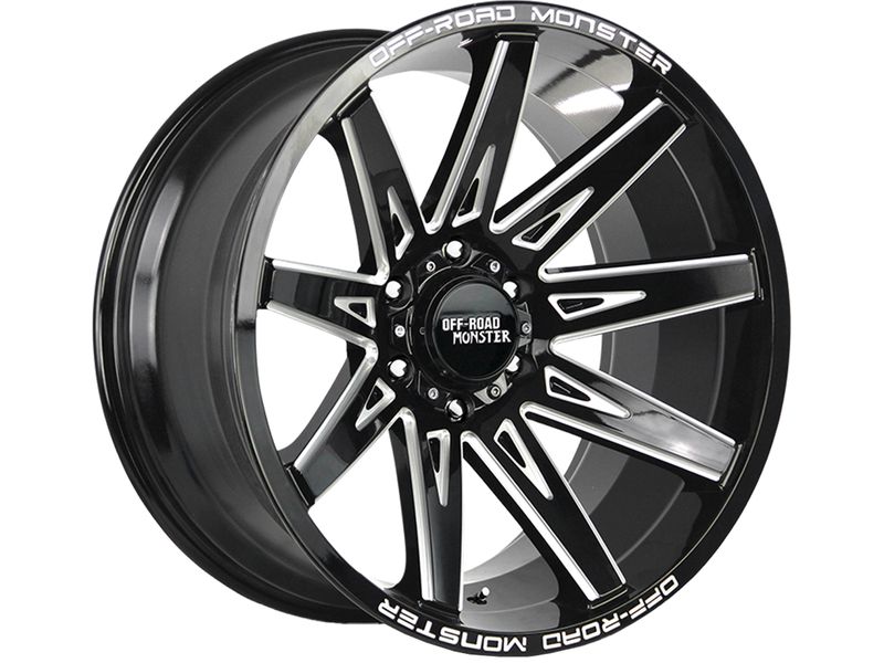 Off-Road Monster Milled Gloss Black M25 Wheels | Rugged Ridge