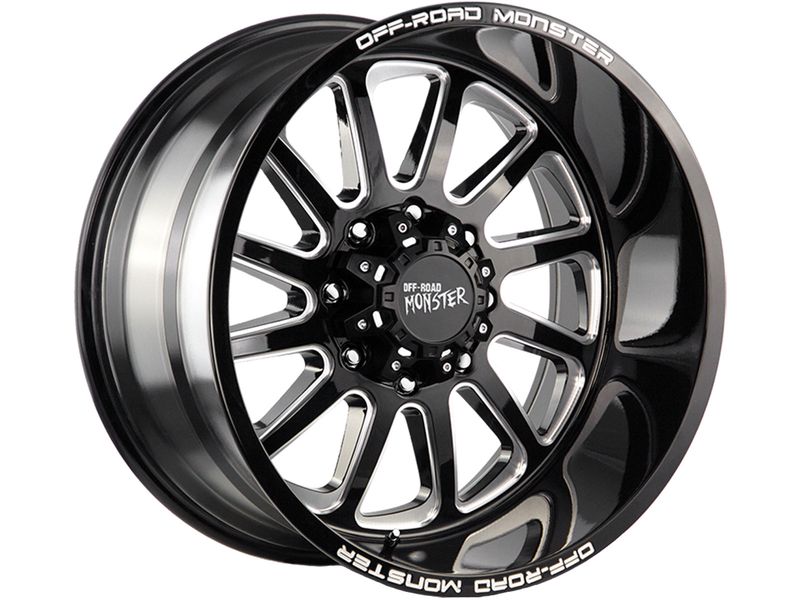 Off-Road Monster Milled Gloss Black M17 Wheels | Rugged Ridge