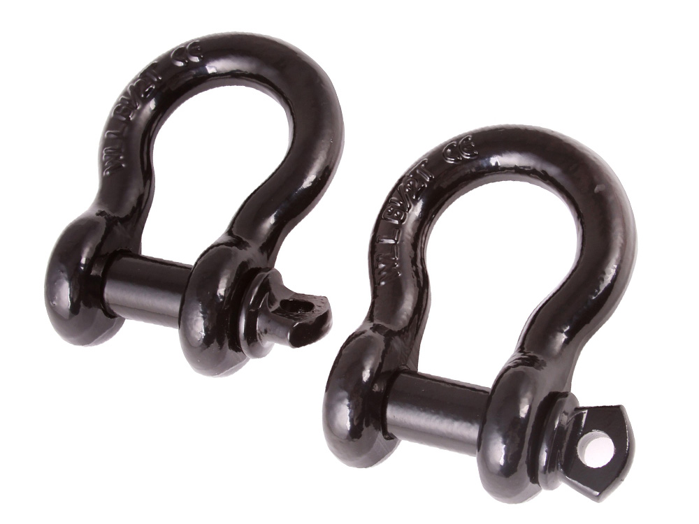 Pair Tow Hooks Heavy Duty 3/4 Inch D Ring Shackle Bumper Mounted