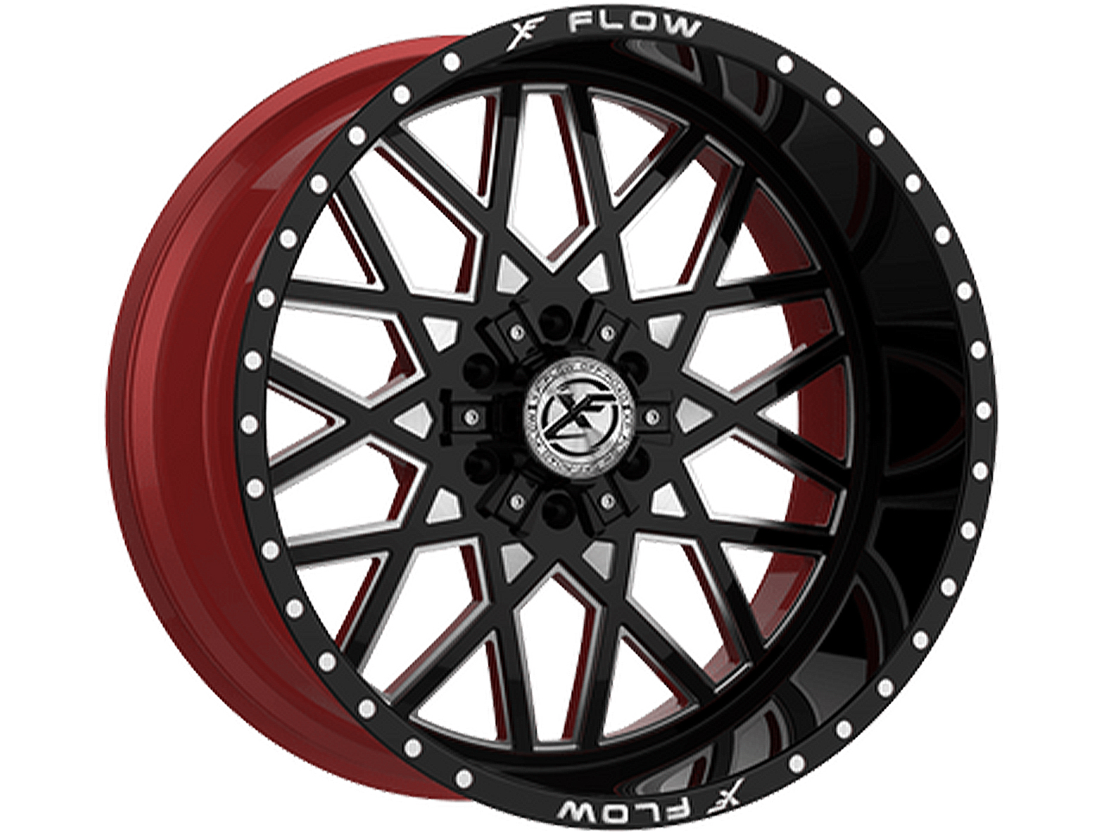 XF Flow Offroad Gloss Black & Red XFX-307 Wheels | Rugged Ridge